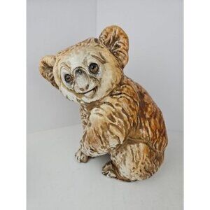 Vintage Italian Majolica Koala Bear Statue Hand Made Hand Painted Glazed Statue